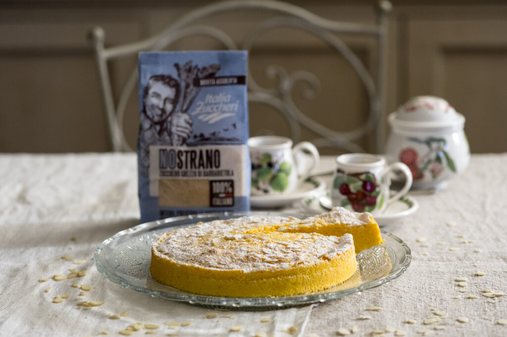 Torta Paradiso realizzata con limoncello e Nostrano, lo zucchero grezzo di barbabietola 100% italiano