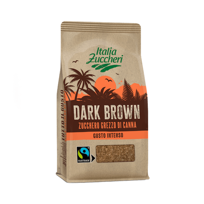 Confezione di Dark Brown, zucchero grezzo di canna certificato Fairtrade dal gusto intenso