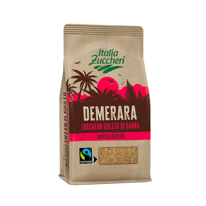 Confezione di Demerara, zucchero grezzo di canna certificato Fairtrade dal gusto deciso